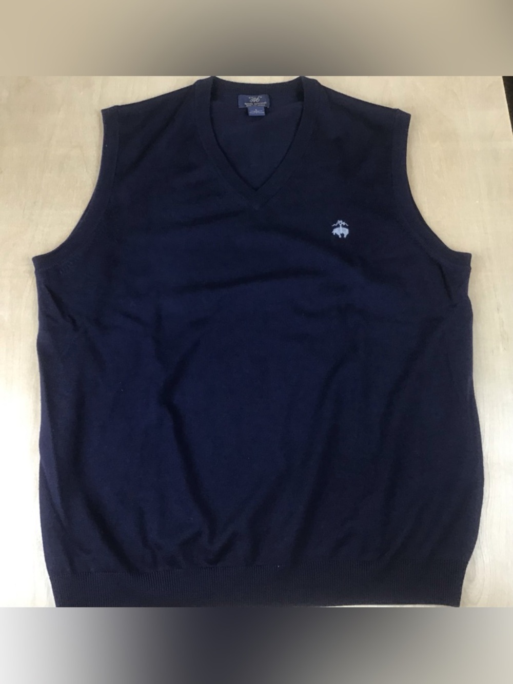 Brooks Brothers 346 Mens Large Extra Fine Merino Wool Vest Navy Blue